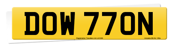 Registration number DOW 770N